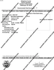 Recorded memorandum of contract, Allegheny County, PA