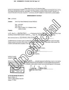 Recorded memorandum of contract, Collin County, TX