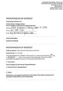 Recorded memorandum of contract, DeKalb County, GA