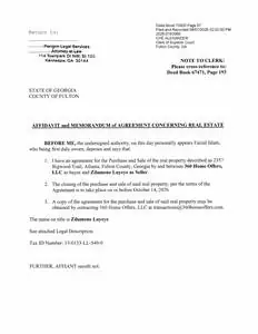 Recorded memorandum of contract, Fulton County, GA