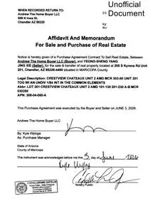 Recorded memorandum of contract, Maricopa County, AZ