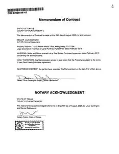 Recorded memorandum of contract, Montgomery County, TX