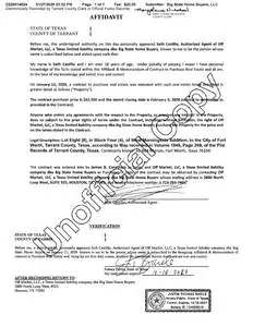 Recorded memorandum of contract, Tarrant County, TX
